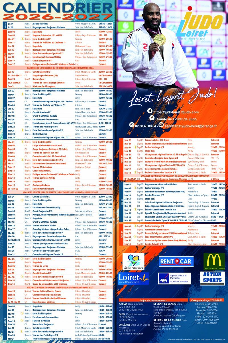 Calendrier 2026/2027